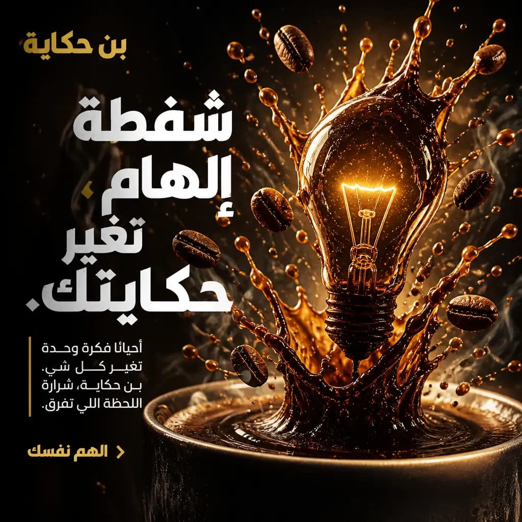 خدعة بصرية تدمج القهوة مع المصباح للتعبير عن نشاط الأفكار